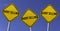 Short Selling - three yellow signs with blue sky background