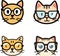 Short-sighted myopic cat wearing spectacles vector graphical illustration