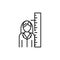 Short stature color line icon. Height measurement in children