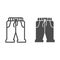 Short sweatpants line and solid icon, sports clothes concept, sport shorts sign on white background, sweatpants icon in