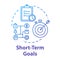 Short-term goals concept icon. Track progress. Making investment. Project check. Tracking performance. Productive