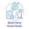 Short-term smart goals concept icon. Perfomance optimization. Setting deadlines for projects. Building business