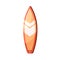 Shortboard, short pointed surfboard. Water surf board with pointy nose, top view. Beach sport item for summer extreme