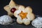 shortbread christmas cookies on a dark background