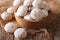 Shortbread cookies close up in a wooden bowl. horizontal, rustic