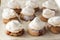 Shortbread cookies with peanut and meringues on cooking paper