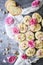 Shortbread cookies with pistachios and rose petals