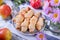 Shortbread rolled cookies with apple and pear jam