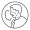 Shortness of breath thin line icon. Difficulty breathing, dyspnea and covid-19 outline style pictogram on white