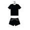 Shorts   on the hanger vector icon. Tshirt icon   on the hanger. clothes, clothing, dress icon