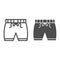 Shorts line and solid icon, summer concept, Swim shorts sign on white background, Swimming trunks icon in outline style