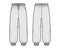 Shorts Sweatpants technical fashion illustration with elastic cuffs, low waist, rise, drawstrings, midi ankle length