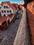 Shot of the 2.6km long circular castle wall around the old city of Dinkelsbuhl, Germany