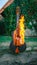 Shot of an acoustic guitar engulfed in strong flames