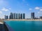 Shot of Al Reem island famous Marina square towers and skyscrapers in Abu Dhabi city attractions