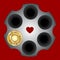 Shot bullets Saint Valentine isolated on white background. Caliber of weapon bullets icon flat. Heart firing pin weapon. Vector il