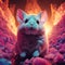 shot of a Chinchilla drenched in Synthwave hues, evoking a dreamlike and surreal ambiance by AI generated