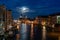 Shot of the cityscape featuring multiple canals that traverse the urban landscape