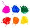 Shot of colored paints splashes blobs isolated