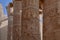 Shot of the detail of the columns with closed papyriform capitals in  Karnak temple, Egypt