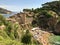 Shot of El Codolar beach behind the walls, Tossa de Mar