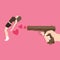 Shot girl gun kill with love heart symbol