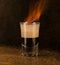 Shot glass with alcohol on a dark background