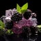shot of an ice cube and a cluster of ripe Blackberries, highlighting the dark purple color by AI generated