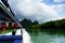 Shot from inside boat moving at high speed on a beautiful river