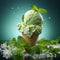 shot of Mint Ice Cream, showcasing the vibrant green color and coolness of this minty treat style by AI generated