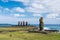 Shot of Moai statues in Easter Island