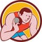 Shot Put Track and Field Athlete Circle Cartoon