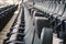 Shot of rows of seating in a sports stadium.