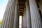 A shot of rows of tall stone pillars at The Parthenon at Centennial Park in Nashville