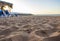 Shot of a sandy beach in Ras Al Khaimah emirate during sunset hour. UAE