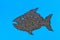 Shot of a shark made of coffee beans on a blue background