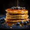 shot of a stack of fluffy Blueberry Pancakes, showcasing the golden-brown edges by AI generated