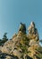 Shot of stone cliffs against clear blue sky