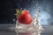 Shot of a strawberry splashes from water generative AI