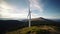 A shot of a university wind turbine on a hilltop high con created with generative AI