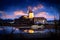 Shot of a windmill in the lagoon of Stagnone, Marsala, Sicily