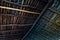 A shot of a wooden roof from inside of a tribal home in rural India. Uttarakhand India