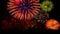 Shots and explosions of colorful fireworks in the night sky. A short video of colorful New Year\'s fire