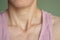 Shoulder neck throat body close-up girl, upper body of a young girl