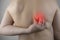 Shoulder pain. A man at a doctorâ€™s appointment with a vertebrologist complaining of pain in the interscapular region and back