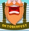 Shout Poster for Oktoberfest. Angry and aggressive man shouts. R