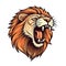 Shouting Lion Face Sticker On Isolated Tansparent Background, Png, Logo. Generative AI