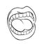 shouting lips with teeth and tongue cartoon outline vector symbol icon design. Beautiful illustration isolated on white background