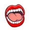 Shouting lips with teeth and tongue cartoon vector symbol icon d