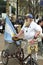 Shouting Street Vendor, Argentine Flag, long beard